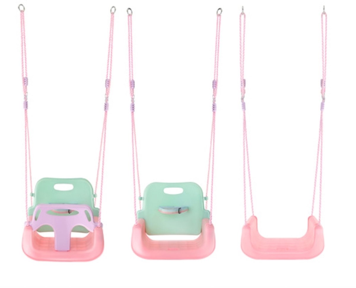 3-in-1 Kinderschommel met Rugleuning & Veiligheidsbeugel – Verstelbare Touwen 120-150 cm – Binnen & Buiten – Max 30 kg – baby schommel met rugleuning – baby swing seat – schommel met veiligheidsgordel – 62750 — afbeelding 3
