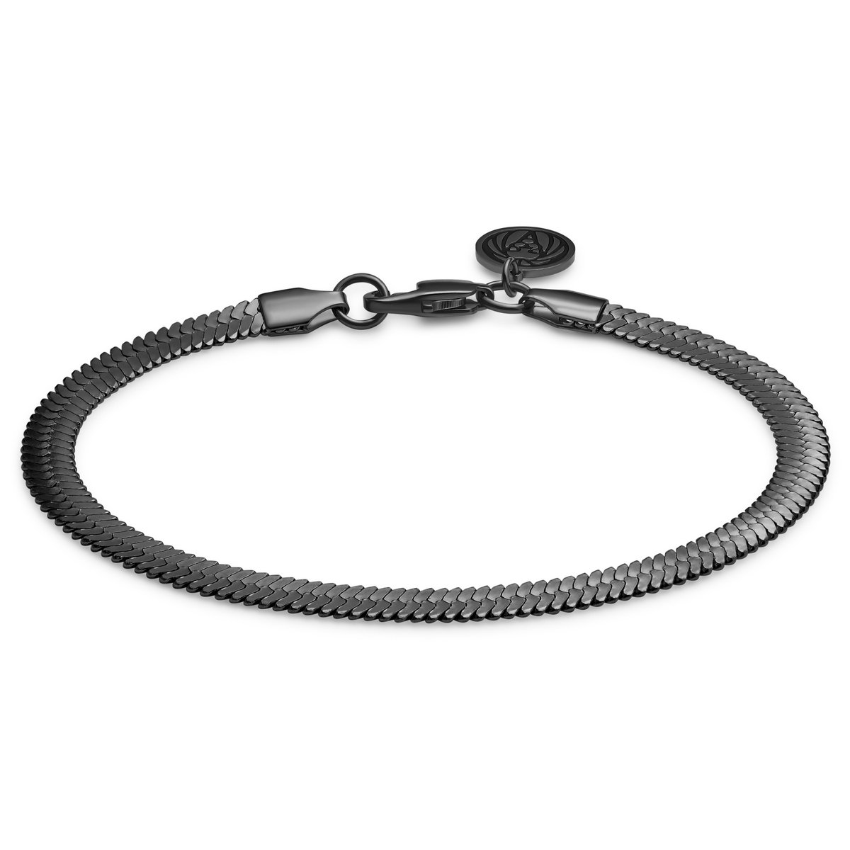 Essentials | 5 mm Gunmetal Zwarte Armband met Visgraatschakels