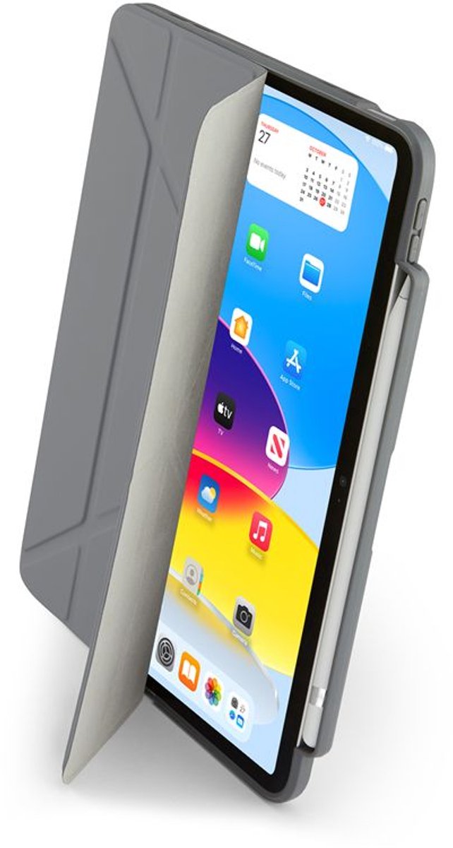 Pipetto Origami No3 Pencil Case – geschikt voor iPad 10.9 (2022) – met multifunctionele vouwbare cover – volledige 360˚ bescherming – geschikt voor Apple Pencil 2 - Grijs