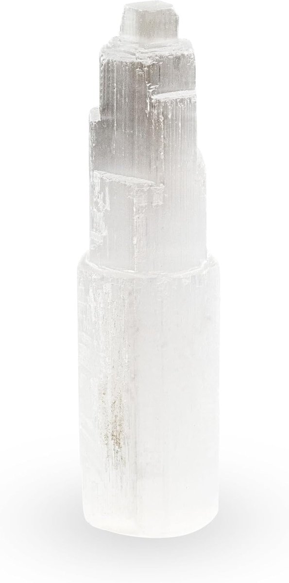 Kristallen Toren - Decoratie Steen - Meditatie & Ontspanning - Natuurlijke Vorm - 15cm Hoog - Wit