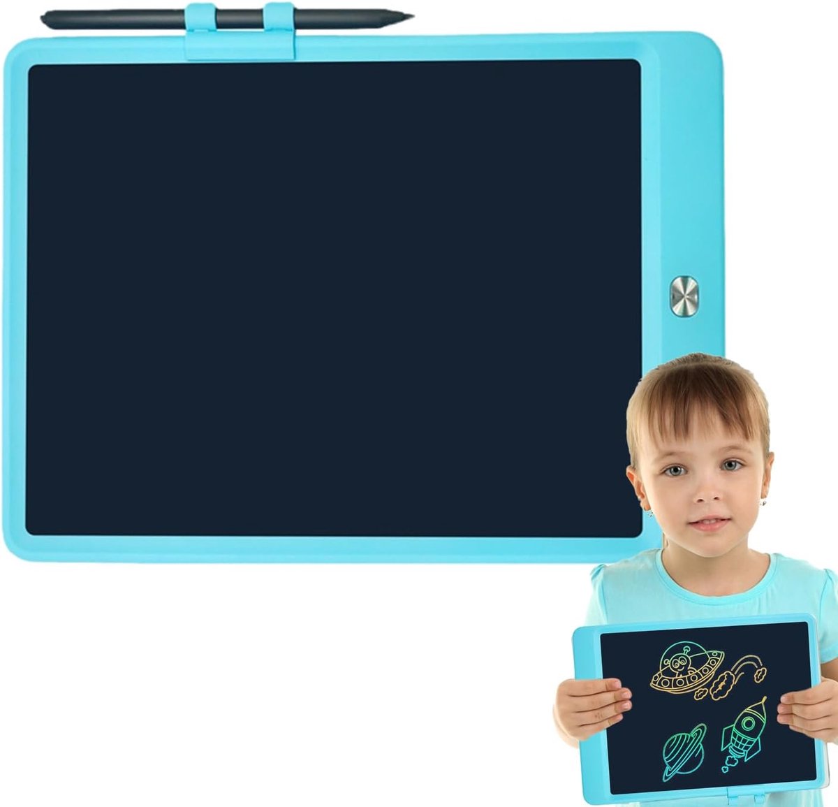 LCD Tekentablet Kinderen - Schrijfbord Kleurrijk - Leren Tekenen Spelen - Oogbeschermend Scherm - 10 Inch Scherm - Blauw