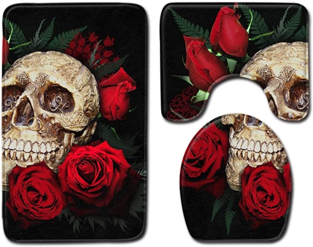 Badmat set - Toilet tapijt - Badkamer decoratie - Antislip basis - 3-delig - Saffloer sche