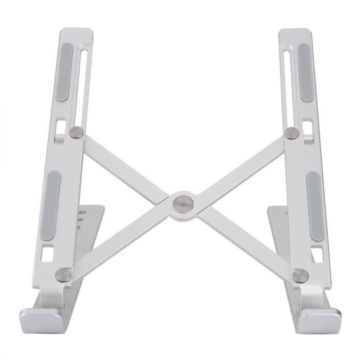 Verstelbare laptopstandaard met antislip siliconen pads, zilverkleurig