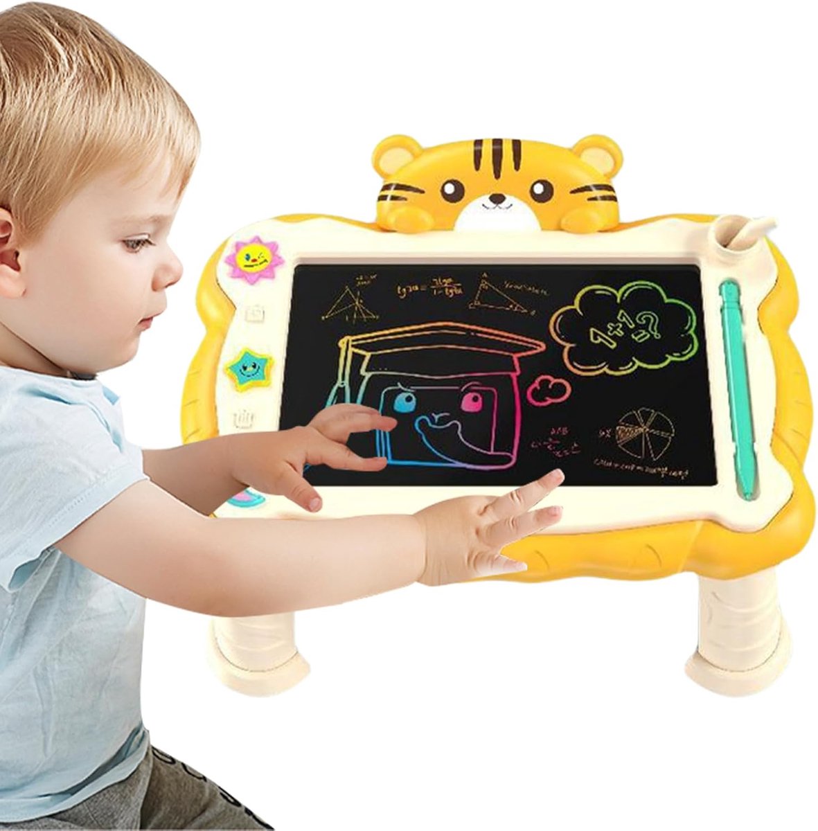 LCD Tekentablet - Doodle Kaart - Educatief Leren - Herbruikbaar Papiervrij - 30 x 25 cm - Geel