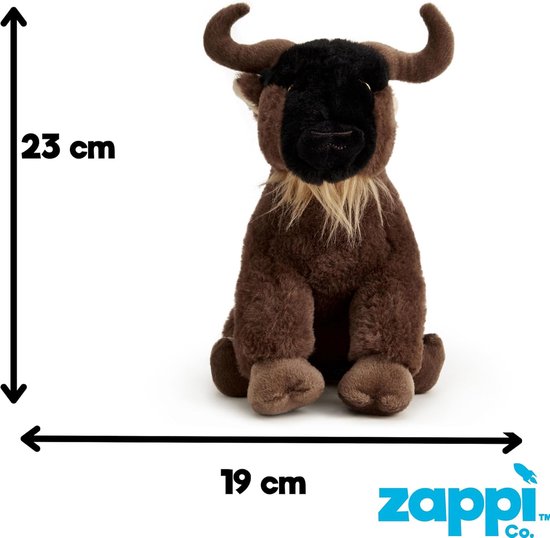 Pluche Gnoe - Knuffel Wildebeest - Kinderen Leren - Gemaakt van gerecycled materiaal - 23 cm - Bruin — afbeelding 4