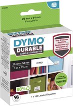 DYMO originele Duurzame LabelWriter labels | 25 mm x 54 mm | Witte Poly | 160 zelfklevende etiketten | Stevige labels voor de LabelWriter labelprinters