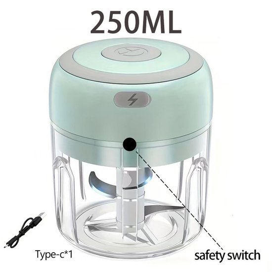 Deze mini-blender van 250 ml heeft een krachtige motor en is een draagbare handblender, perfect voor het maken van smoothies, babyvoeding en groentepuree. Hij is gemakkelijk in gebruik en ook geschikt voor het mixen van vlees en kruiden. van Merkloos — afbeelding 3