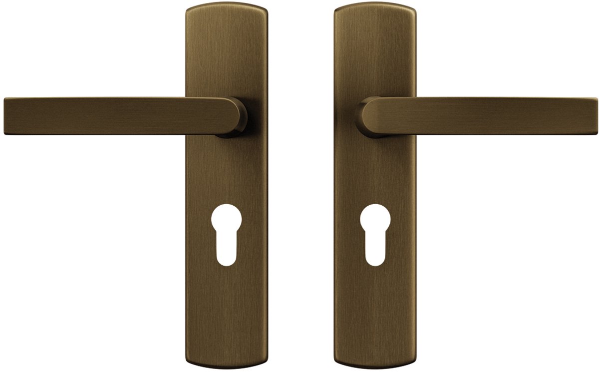 AXA Deurbeslag set Binnendeur - Curve Klik Blok - Deurkruk Brons - met cilindergat - PC55 - Deurklink met schild