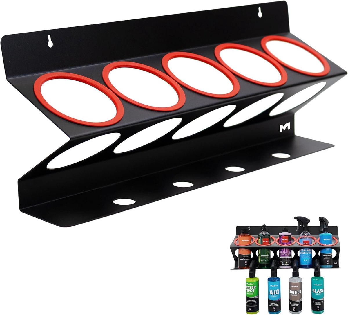 Flessenhouder - Organizer - Auto Detail - Wandmontage - 55 x 20 x 14 cm - Zwart