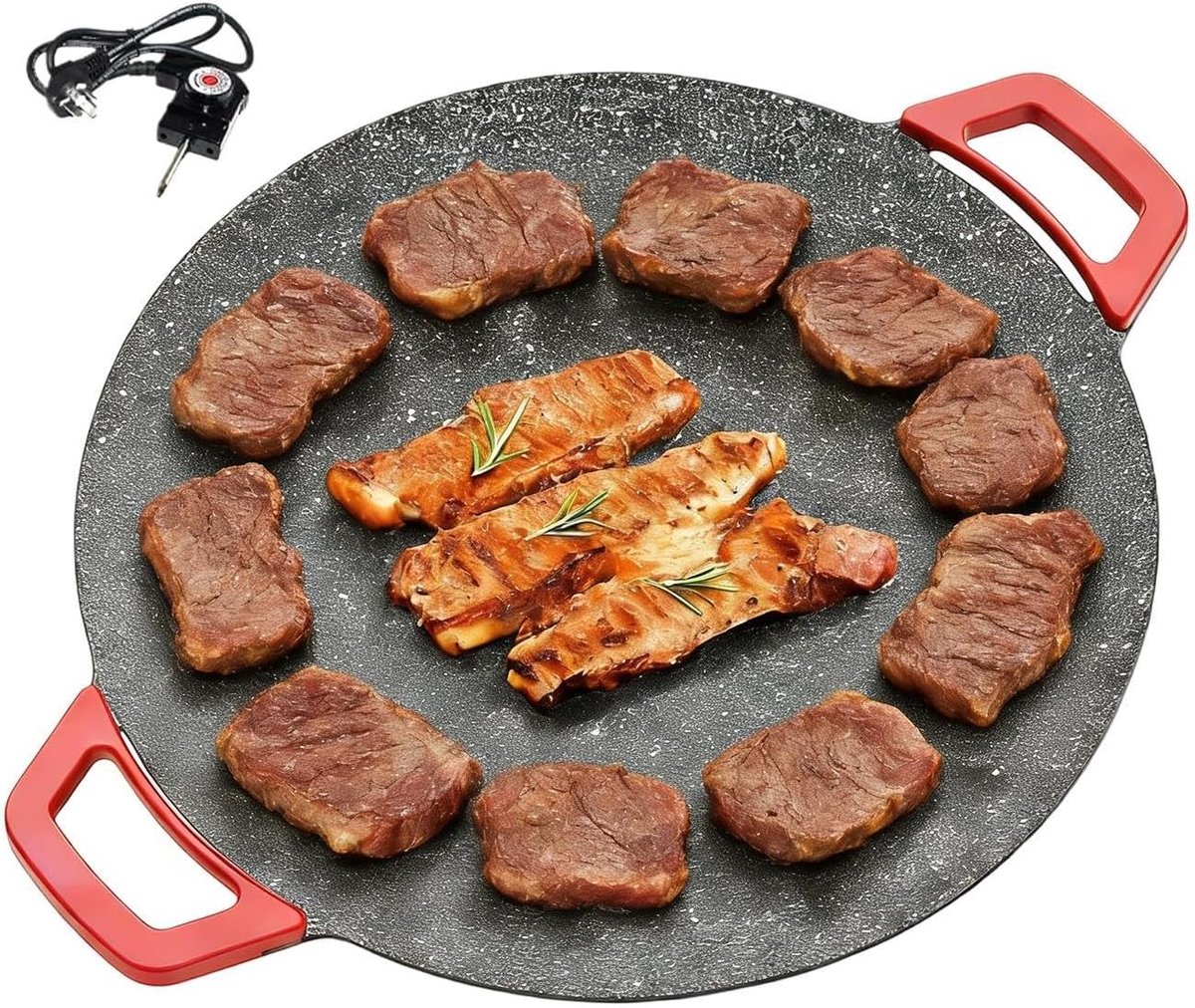 Elektrische Bakplaat - Grillplaat Pan - Buiten Koken - Antiaanbaklaag - 30 cm