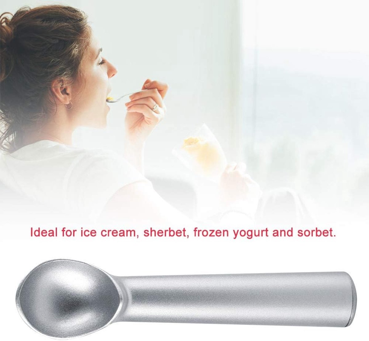 IJsschep - Schep voor ijs - Moeiteloos scheppen - Antiaanbaklaag - 18 cm lengte - Zilver