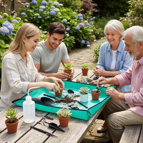 Tuingereedschap Set - Tuin Handgereedschap - Efficiënt Tuinieren - Waterdichte Vloermat - 100x100cm Mat - Zwart Blauw van Tuingereedschap. — afbeelding 3