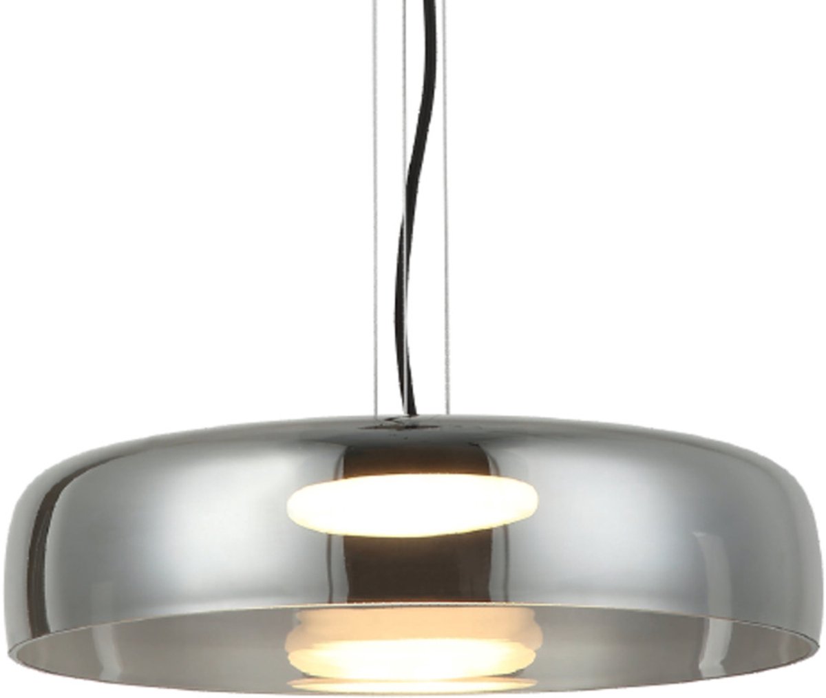 Kosilum - Riccardo - Hanglamp - Zwart en rookgrijs - Metaal en glas