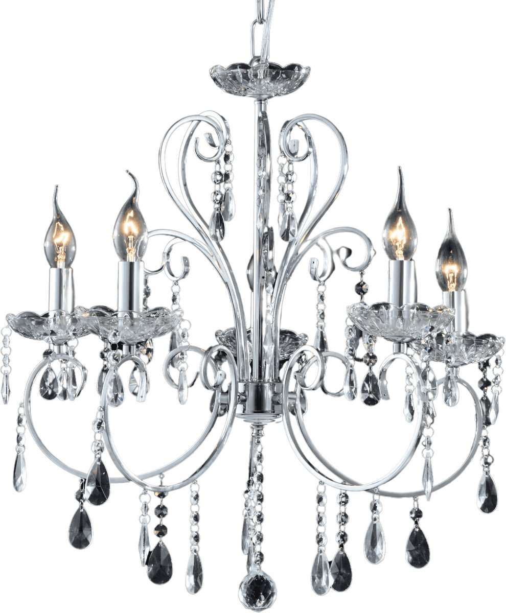 Kosilum - Pavia - Lamp - Zilver/Chroom - Metaal, kristal en glas