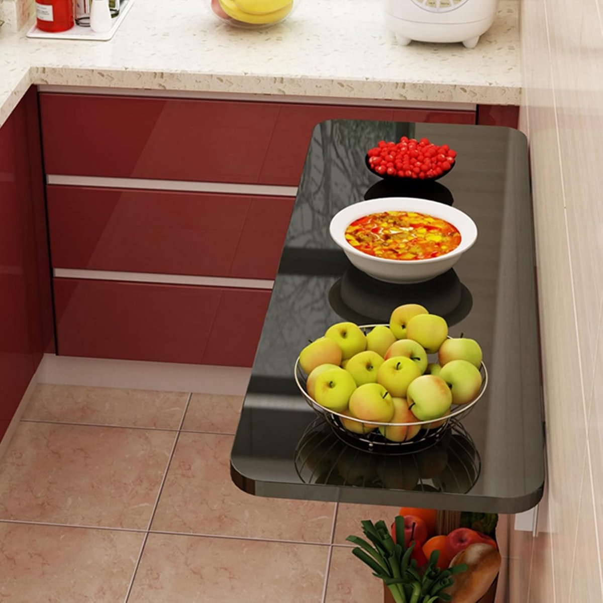 Vouw bureau - Wandtafel - Ruimtebesparend werken - Stevige driehoekige beugel - 70x30cm - Zwart