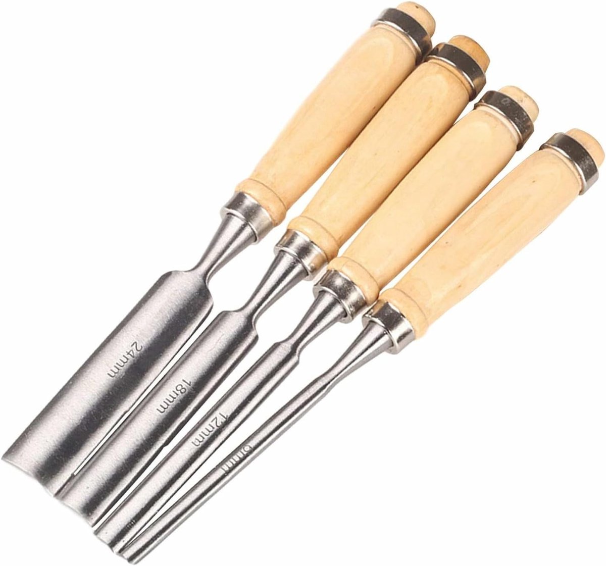 Houtsnijwerk Beitelset - Gouges Set - Houtbewerking - Vier Delig - 6-24mm Breedte