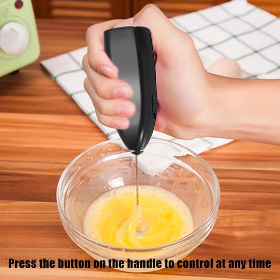 Elektrische Mixer - Eiermixer Garde - Drankjes Bereiden - Draagbaar Compact Ontwerp - 21.8 cm Lengte - Zwart — afbeelding 3