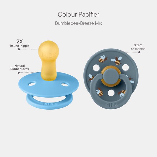 BIBS Colour Studio Speen verpakking van 2 stuks. BPA-vrij, Ronde speen. Natuurlijk rubberlatex, Gemaakt in Denemarken, Maat 2 (6-18 maanden), Breeze / Petrol van Merkloos — afbeelding 2