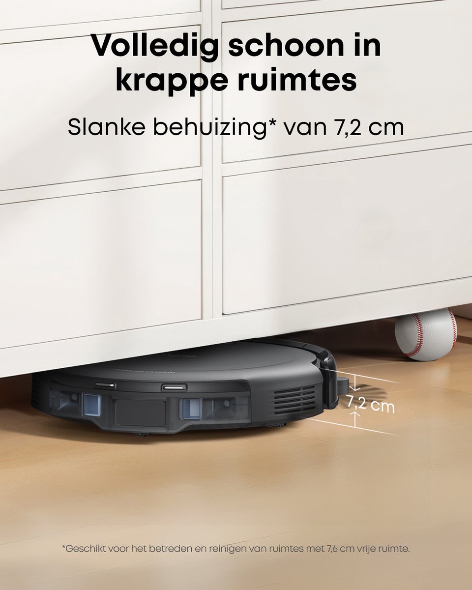 eufy Auto-Empty C10, slanke behuizing van 7,2 cm, tapijtreiniger, edge expansion borstel, automatisch legen, point laser en multi-infrarood navigatie — afbeelding 4