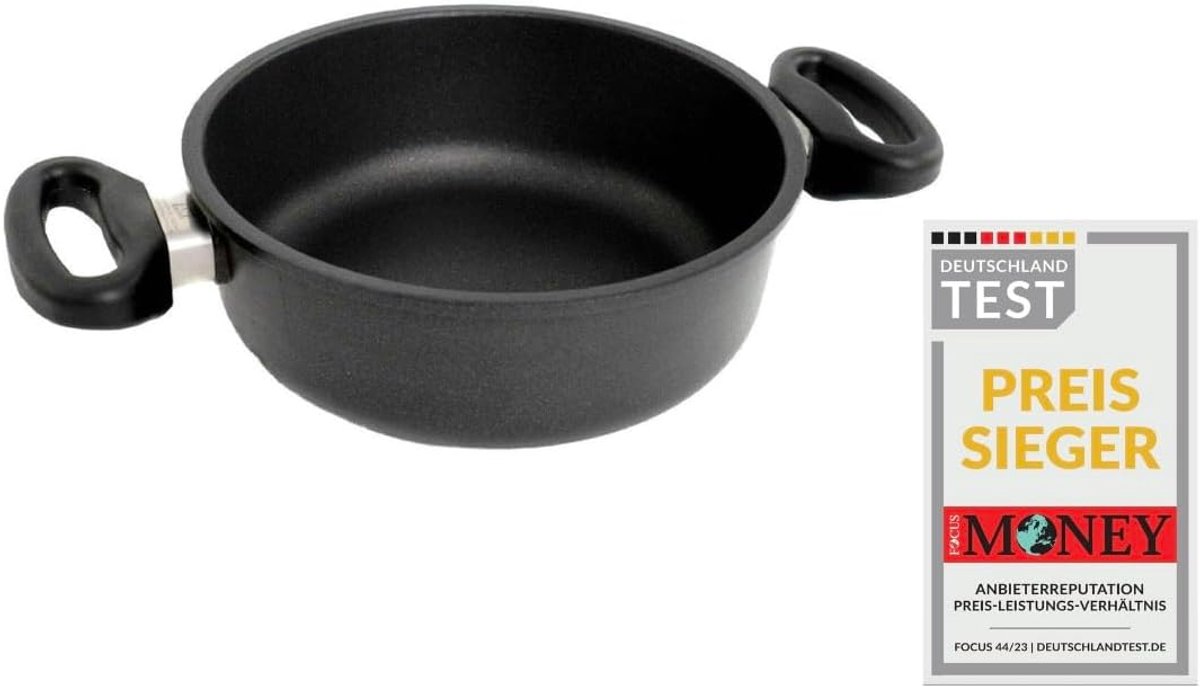 Gegoten Aluminium Braadpan - Kookpan - Gestoofd Vlees - Inductie Geschikt - 20 cm - Zwart