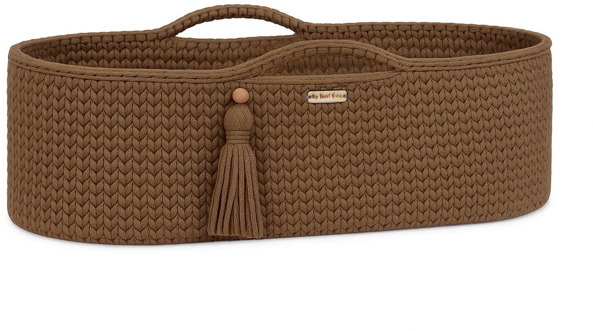 Moses mand BOHO Handgemaakt katoen met matras - mokka