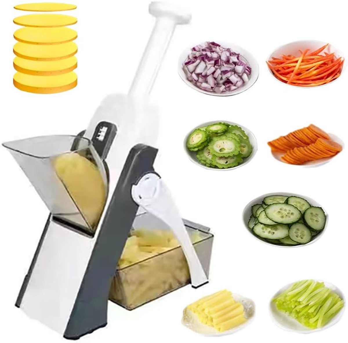 Groentesnijder - Keuken Snijmachine - Snel Groenten Snijden - 4-in-1 Functies - 32x12x6.3 cm - Grijs