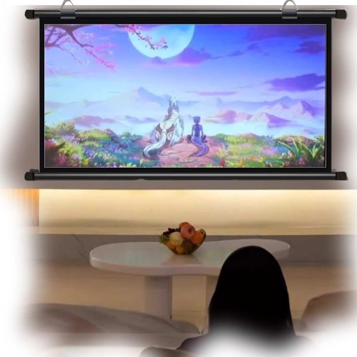 Projectiescherm Handmatig Neerklapbaar - Draagbaar Filmscherm - Thuisbioscoop Presentatie - Kreukvrij Glasvezel Oppervlak - 40 Inch 4:3 - Mat Wit