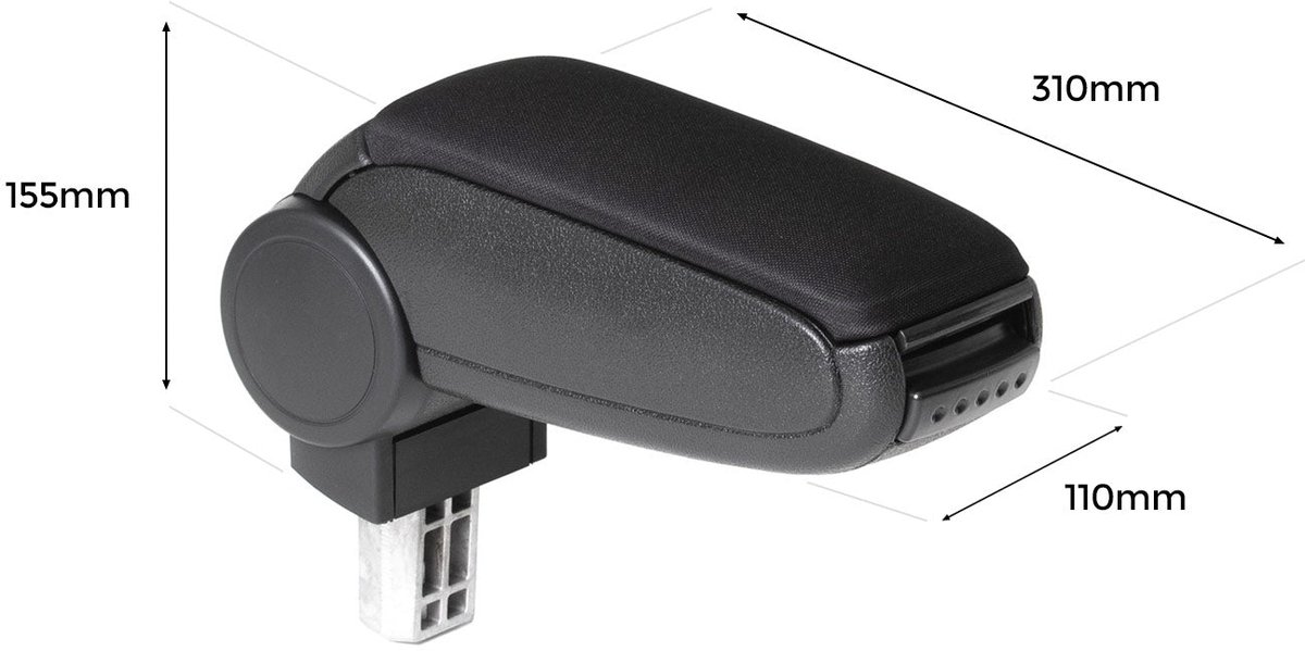 LP Trade Middenarmsteun Caddy 3 4 2K 2C SA | accessoires voor opslag en armsteun met organizervak | reserveonderdeel voor auto-interieur | kunstleer zwart - naad zwart