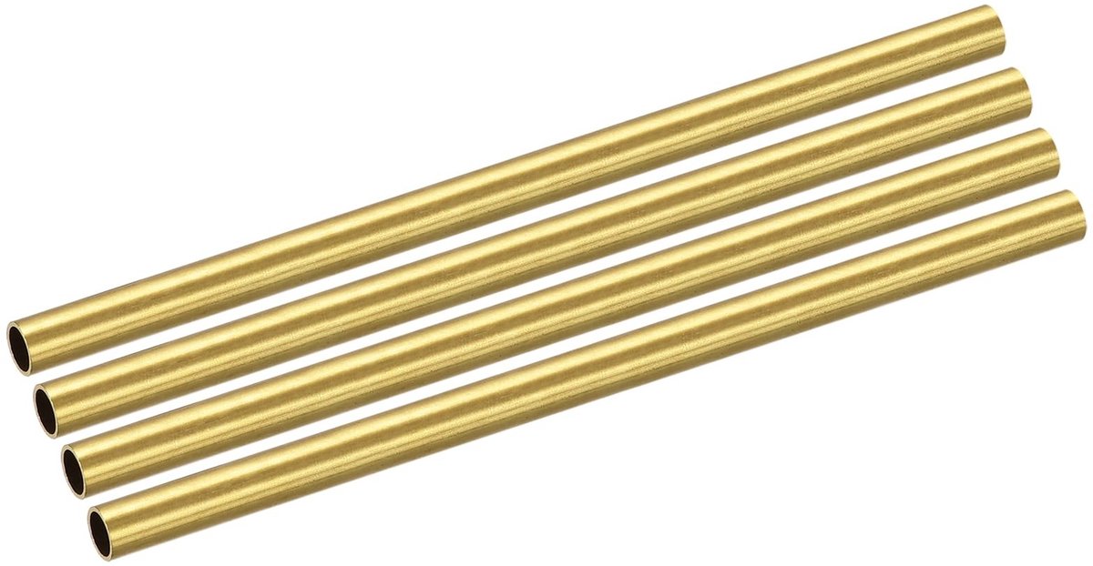 Allecto - Messing buis - Metaalbewerking - 5mm diameter - 0.5mm wanddikte - 100mm lengte - 4 stuks - Rechte buis - Thuisdecoratie - DIY-projecten -...