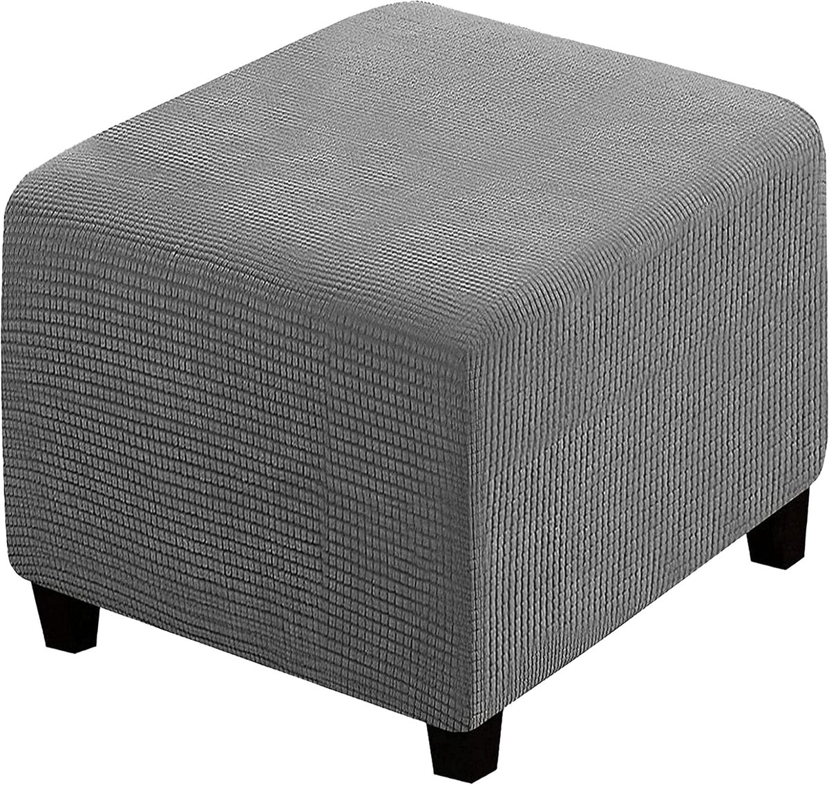 Voetenbank Hoes - Ottomaanse Cover - Woonkamer Decoratie - Hoge Stretch Jacquard - 25 x 19 cm - Salie Grijs