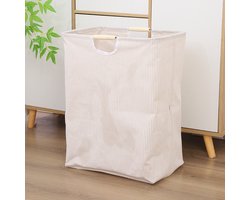 1 x Draagbare, opvouwbare, waterbestendige stoffen opbergmand voor de badkamer (wasmand) — Wit (40 x 27 x 53 cm)