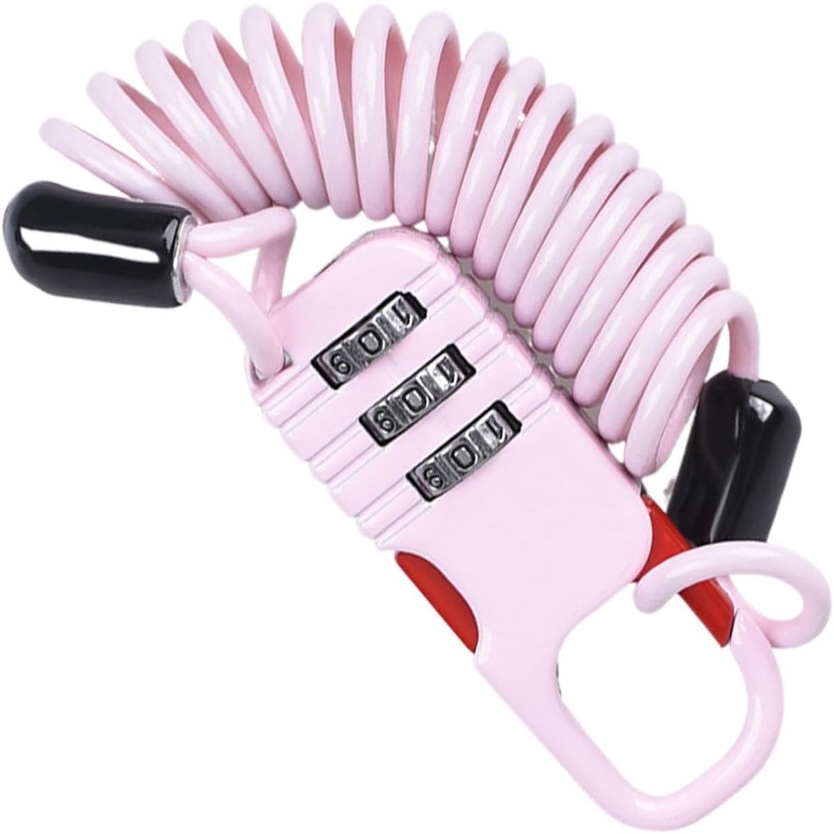 Scooter kabelslot - Combinatieslot helm - Diefstalpreventie buiten - Intrekbaar staalkabel - 6x2x1 cm - roze