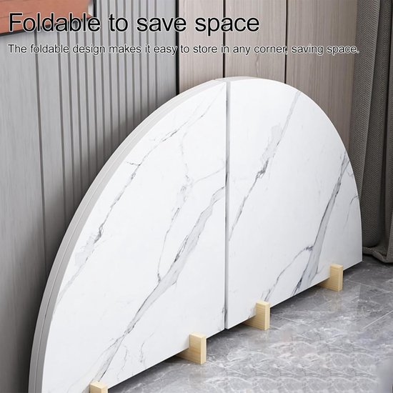 Opvouwbaar Tafelblad - Ronde Eettafel - Extra Ruimte Creëren - Ruimtebesparend Ontwerp - 130cm Diameter - Bruin — afbeelding 3