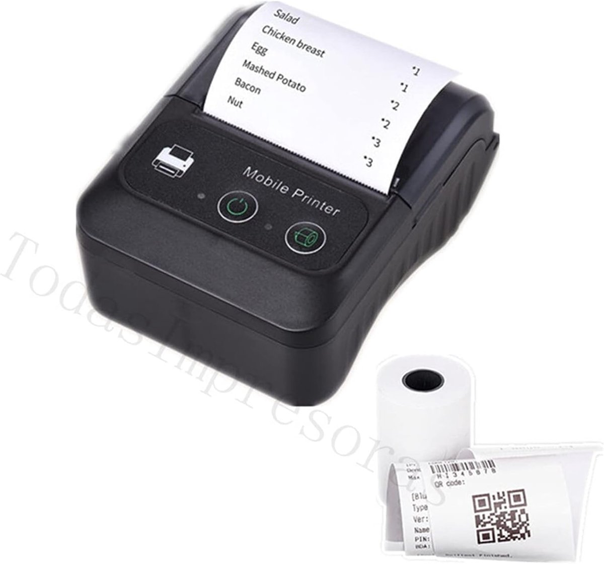 Draagbare Printer - Mini Thermische Printer - Facturen Printen - Draadloze Bluetooth Connectie - 58mm Papierbreedte - Zwart
