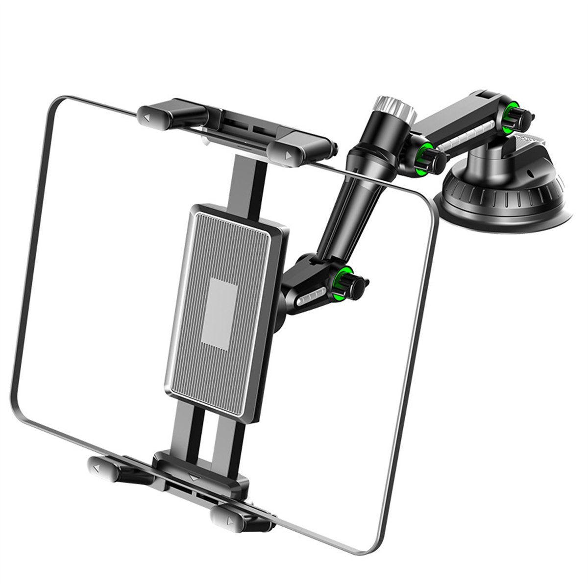 QTTVBTNA -Tablethouder voor auto, voor dashboard, tablethouder, zuignap, geschikt voor 4,7-9,7 inch tablets en telefoons, 360 graden draaibaar, verstelbaar, iPad-houder voor auto, kantoor (zwart)