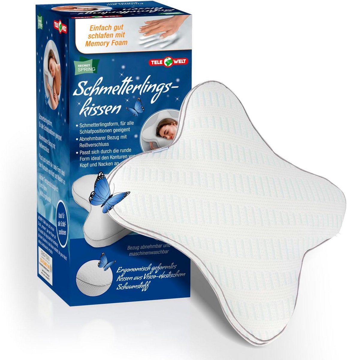 Ergonomisch Vlinderkussen met Traagschuim voor Nek- en Rugondersteuning