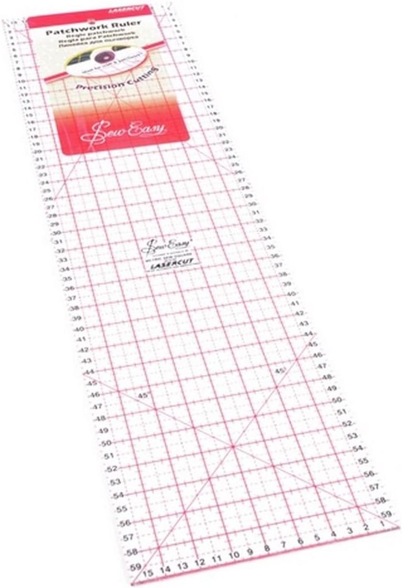 Grote Patchwork Liniaal 60x16 cm - Nauwkeurige Quilting Liniaal voor Snijden