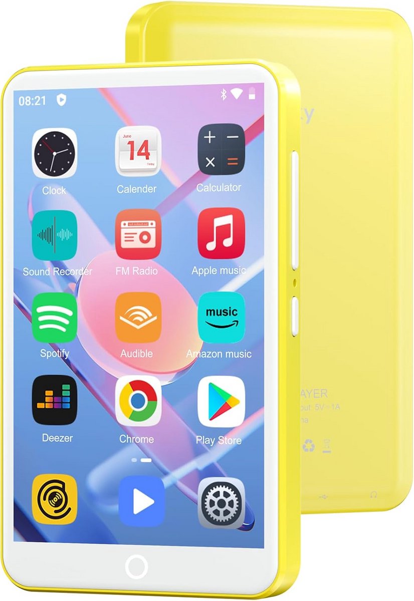 MP3 Speler met Bluetooth en WiFi, 80GB, 4" Touchscreen, Android, Muziekspeler met Spotify