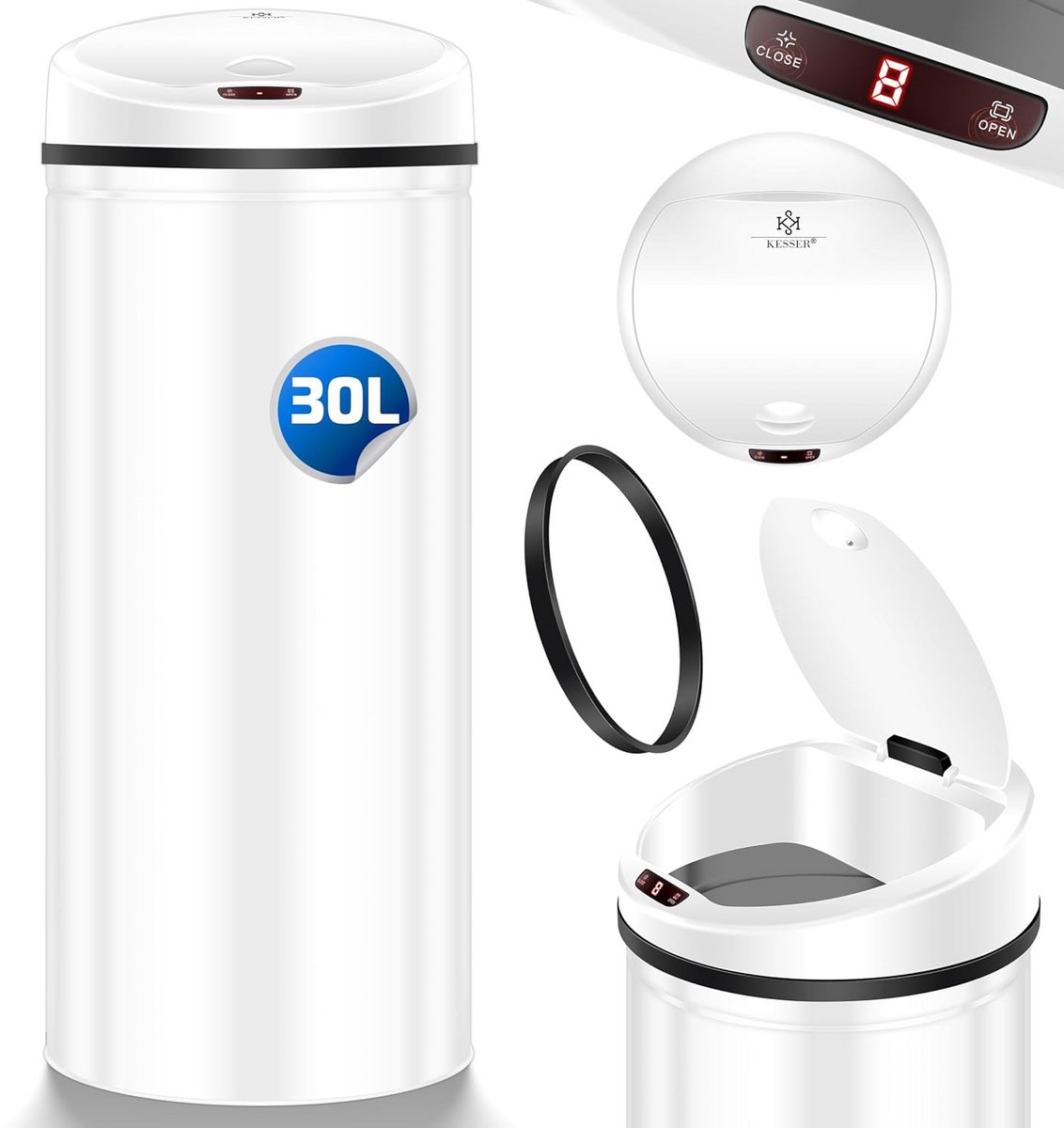Ronde Sensor Prullenbak - Automatische Vuilnisbak met Sensor - RVS - Diverse Groottes