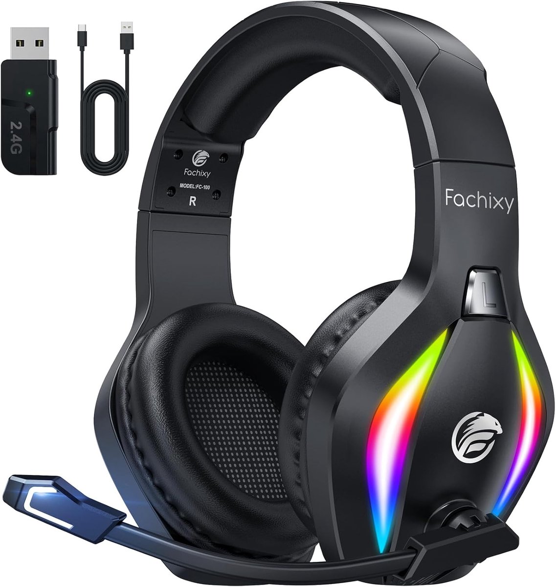 Draadloze Gaming Headset met Microfoon voor PS5, PC, Switch en Meer - Lange Batterijduur en Ruis Onderdrukkend