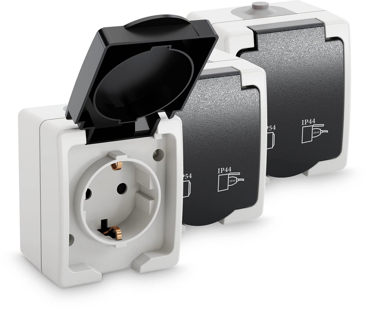 Veiligheidsstopcontact voor vochtige ruimtes IP44 - 3x Stopcontact met Klepdeksel