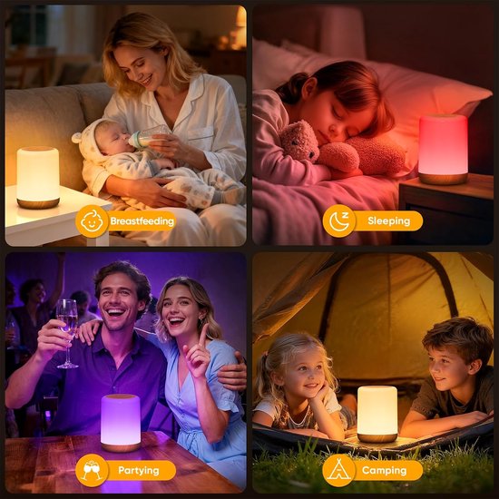 Dimbare LED Touch Nachtlamp voor Kinderen met 256 RGB Kleuren van Merkloos — afbeelding 2