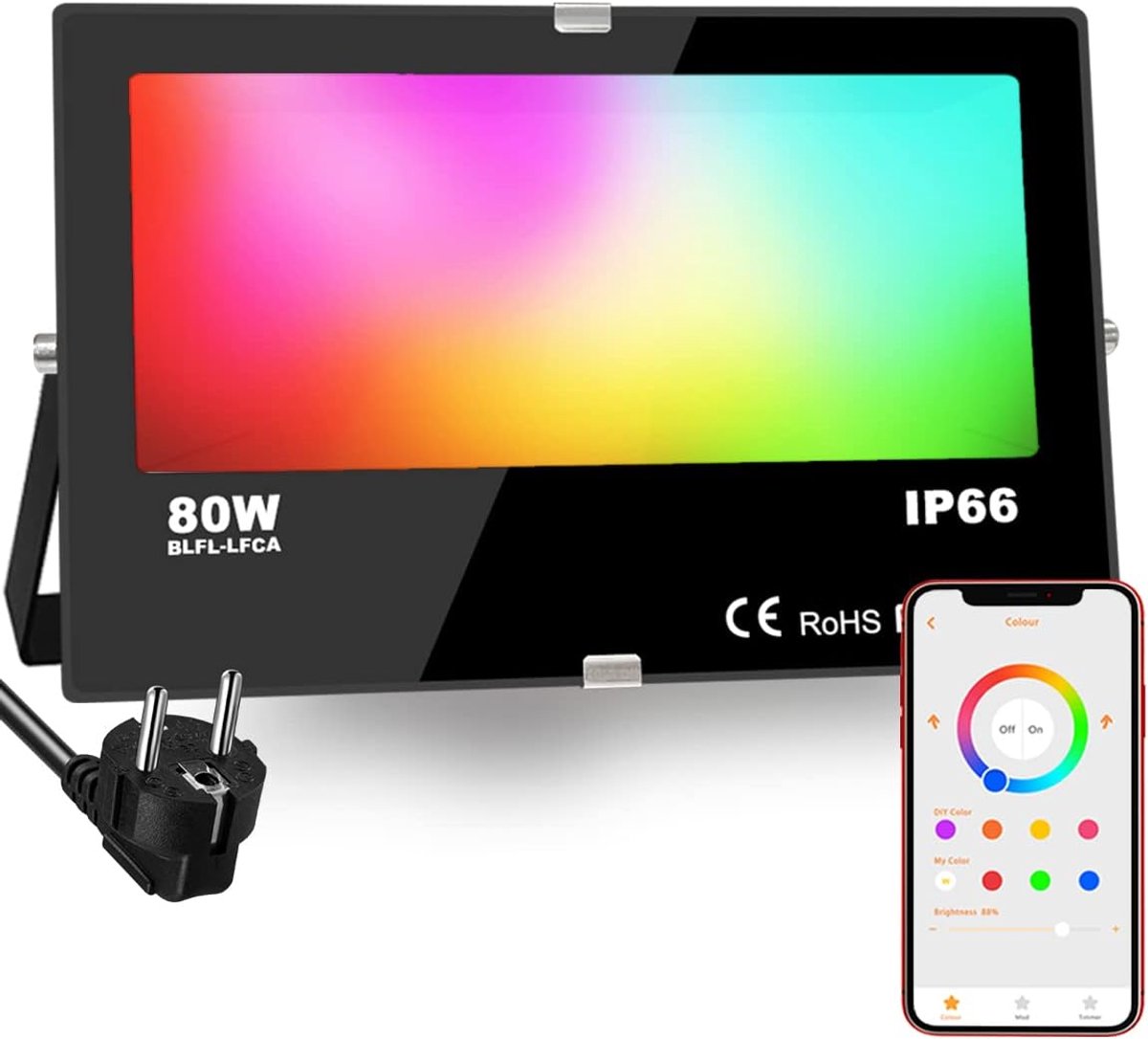 RGB LED Schijnwerper 80W Kleurveranderend Buitenverlichting met App-Bediening