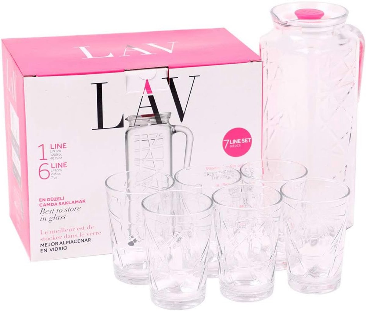 Glazen Waterkarafset met 6 Glazen - 7-Delige Limonadeset