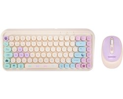 Draadloos Toetsenbord en Muis Set, Bluetooth en 2.4GHz Verbinding, Compact 85 Toetsen QWERTY