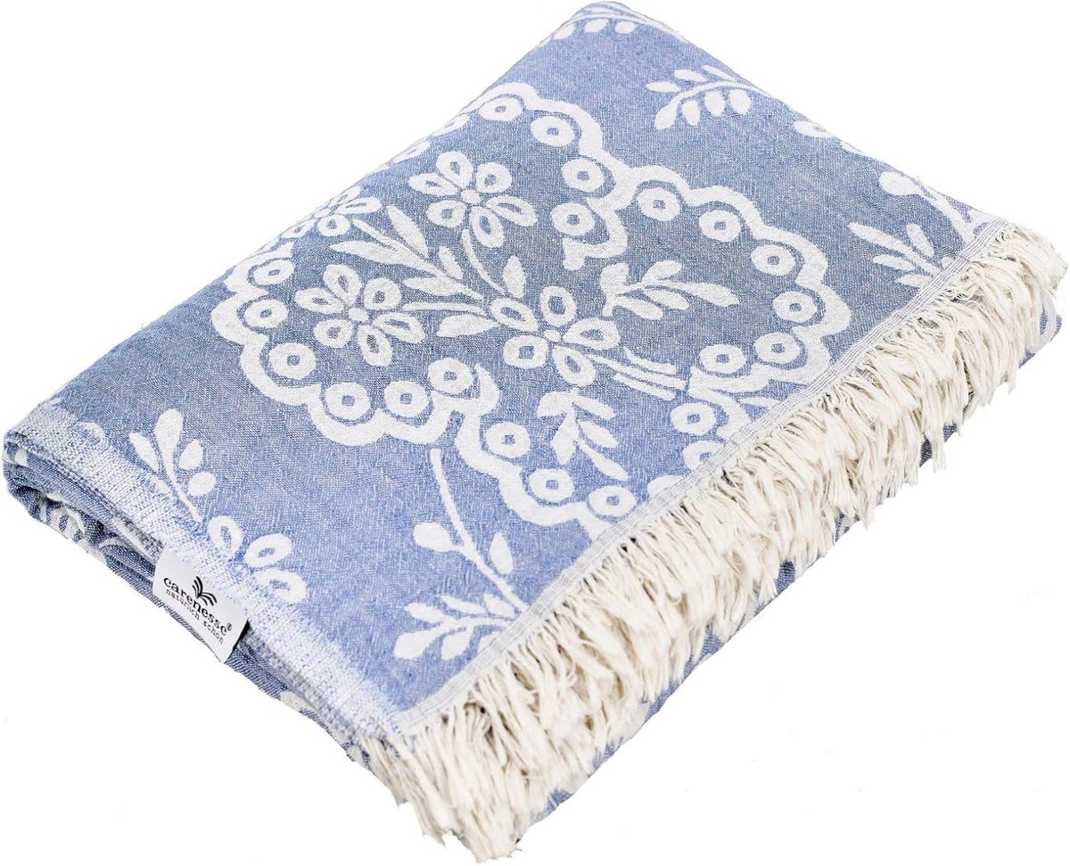 Jacquard Voetenzak/Sprei Beige Paisley 150x200 cm - Elegante Omkeerbare Katoenen Bank- en Beddeken