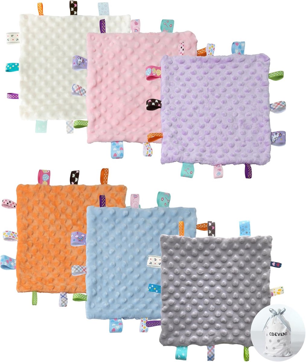 Veiligheidsdekens met tag - Zachte uniseks sensorische deken - Baby cadeau - 245 x 245 cm - Ivoor Roze Grijs Blauw Oranje Paars