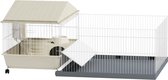 PawHut Kooi voor kleine dieren - Staal - 108x71x57cm - Beige