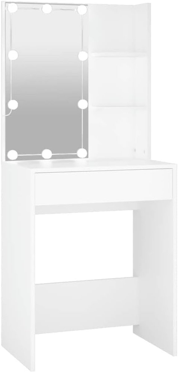 Kaptafel met LED Verlichting en Ruime Opbergruimte Wit