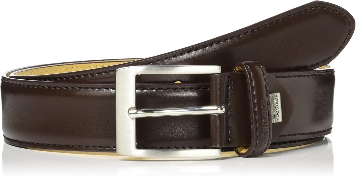 Herenriem Echt Leer met Zilverkleurige Metalen Gesp - 3,5 cm Breed
